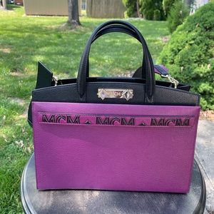 MCM Worldwide Milano Tote Purple & Black leather